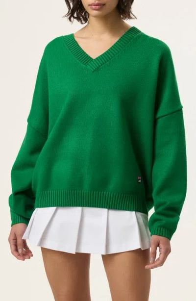 Fila X Hailey V-neck Oversize Sweater In  Green