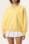 Fila X Hailey V-neck Oversize Sweater In Popcorn