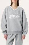 Fila X Hailey V-neck Sweatshirt In Grey Heather/white