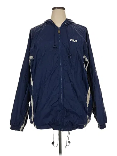 Pre-owned Fila Zip Up Hoodie In Blue