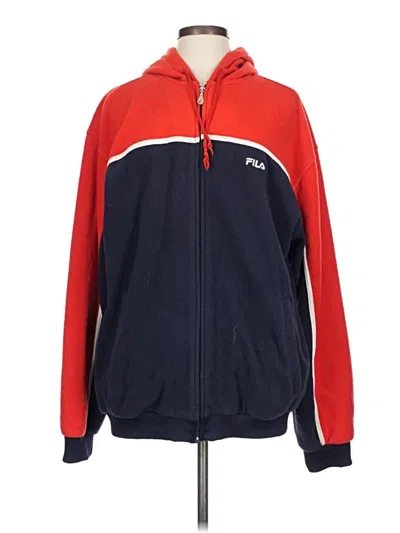 Pre-owned Fila Zip Up Hoodie In Red
