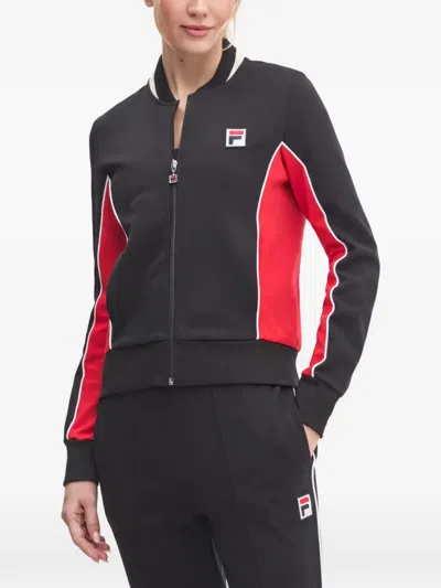 Fila Zip-up Colour-block Sweater In Black