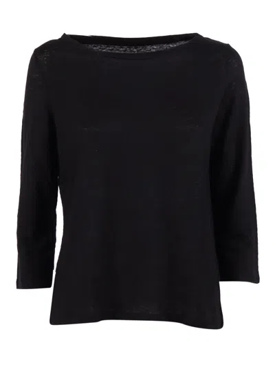 Filatures Du Lion Col Bateau M3/4 002.noir In Black