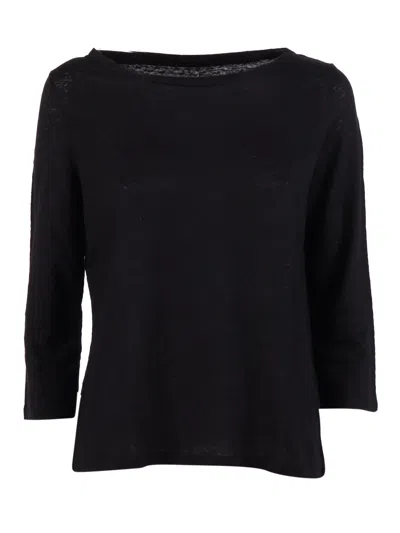 Filatures Du Lion Col Bateau M3/4 _002.noir In Black
