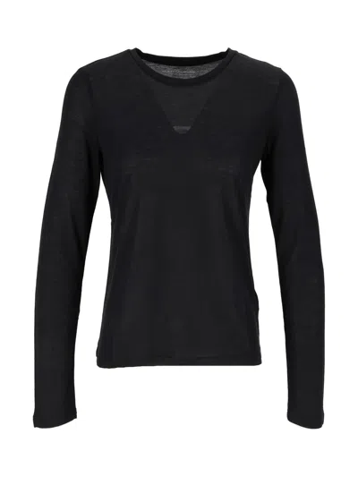 Filatures Du Lion Crew Neck Long-sleeved T-shirt In Black