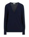 Filbec Woman Sweater Navy Size L Wool, Viscose, Polyamide, Cashmere In Blue