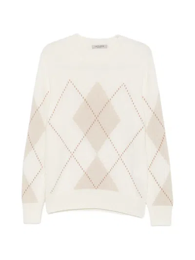 Fileria Argyle-pattern Crew Neck Sweater In Neutral