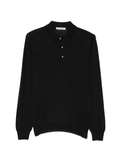 Fileria Button-up Collar Polo Shirt In Schwarz
