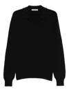 Fileria Collared Long-sleeve Sweater In Black