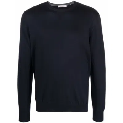 Fileria Crew Neck Knitted Jumper In Blue