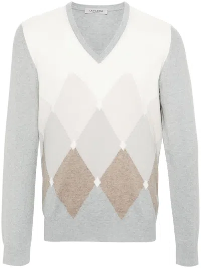 Fileria Diamond-pattern Sweater In Grey