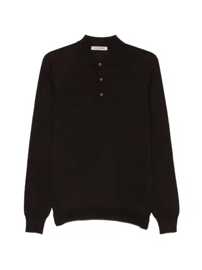 Fileria Long-sleeve Polo Shirt In Brown