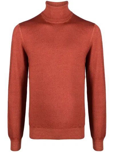 Fileria Roll-neck Virgin Wool Jumper In Orange