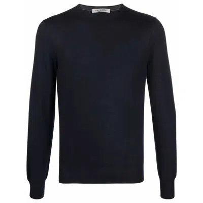 Fileria Round-neck Virgin-wool Sweater In Blue