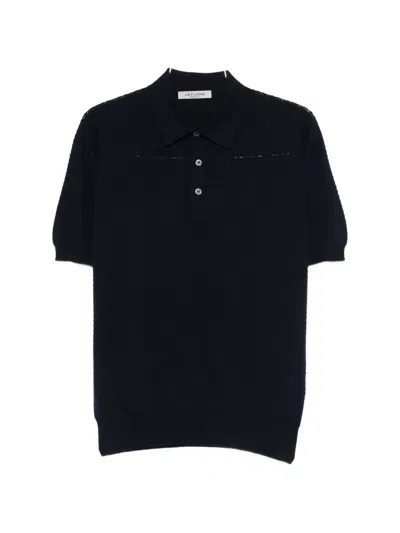 Fileria Textured Button Polo Shirt In Blue
