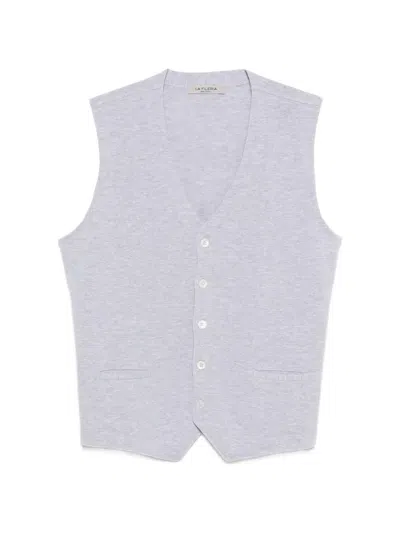 Fileria V-neck Buttoned Knitwear In Gray