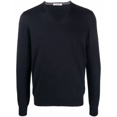 Fileria Wool V-neck Jumper In Blue