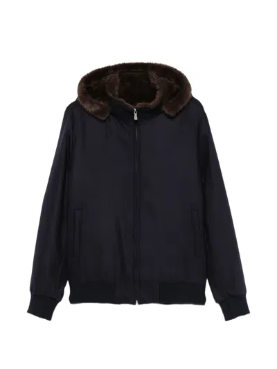 Fileria Zip-up Hooded Jacket In Blue