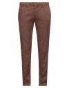 Filetto Man Pants Cocoa Size 38 Linen, Cotton, Elastane In Brown