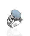 Filigranist Women's Filigree Art Double Heart Lace Agate Gemstone Ring In Silver In Silver