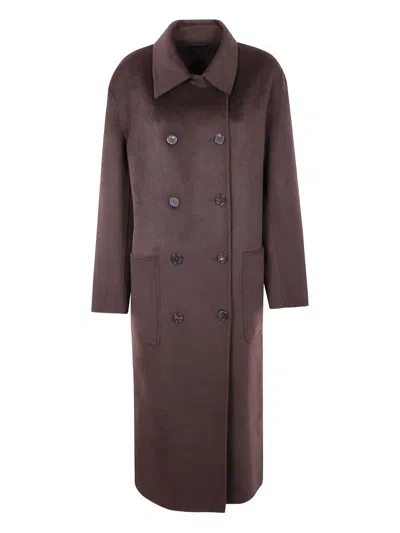 FILIPPA K "AMELIA" DOUBLE COAT,31610 9719 DARK CHOCOLATE