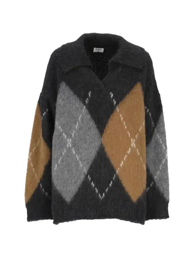 Filippa K Argyle-knit Sweater In Grey