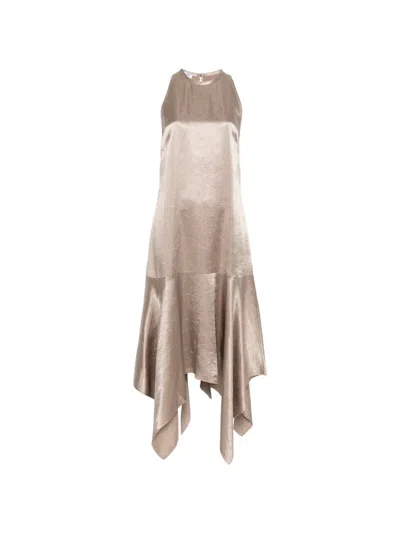 Filippa K Asymmetrical Flounce Dress In Brown