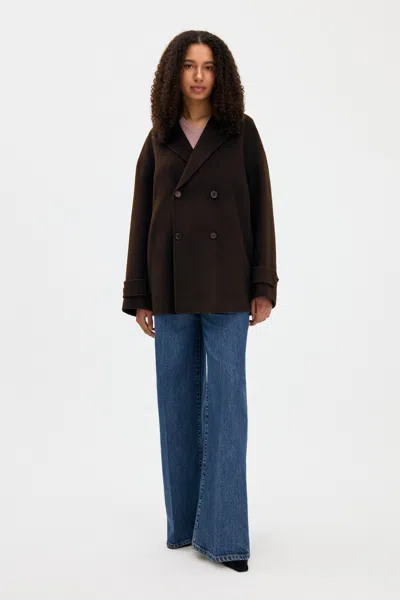 Filippa K Audrey Wool Doublé Jacket In Dark Chocolate