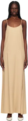Filippa K Beige Draped Twill Strap Maxi Dress In 0182 Caramel Beige