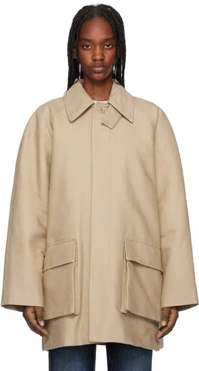 Filippa K Beige Padded Patch Pocket Jacket In 0181 Khaki Beige