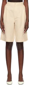 Filippa K Beige Pleated Shorts In 0092 Cream White