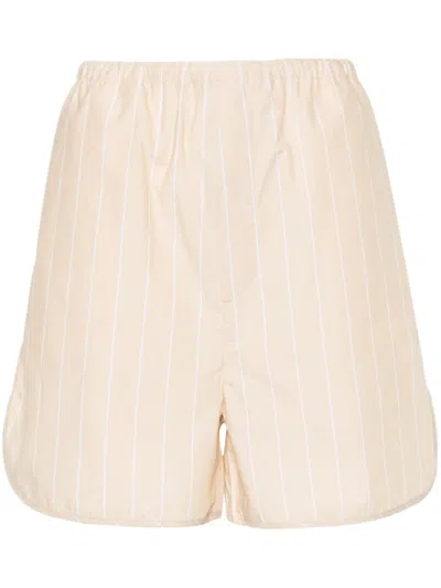 FILIPPA K BEIGE STRIPED DRAWSTRING SHORTS