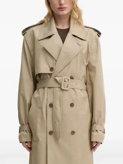 Filippa K Belted Double-breasted Trench Coat In Brown