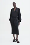 Shop Filippa K Belted Long Sleeve Dress In Black