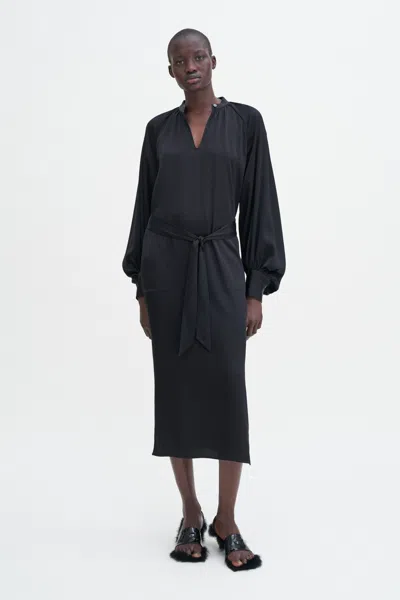 Filippa K Belted Long Sleeve Dress In Black