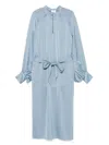 Filippa K Belted Long-sleeve Midi Dress In Blue