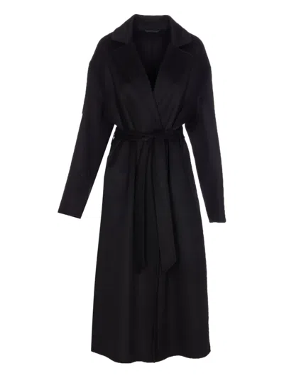 Filippa K Belted Wool Coat In Black