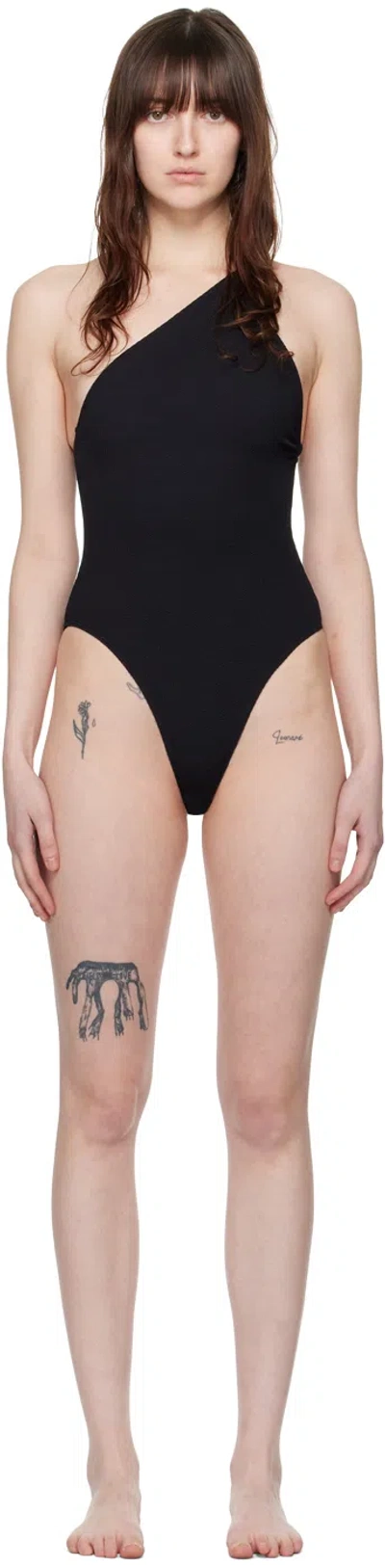Filippa K Black Asymmetric Swimsuit In 1433 Black