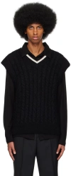 Filippa K Cable Knit Mohair Blend Vest In Black