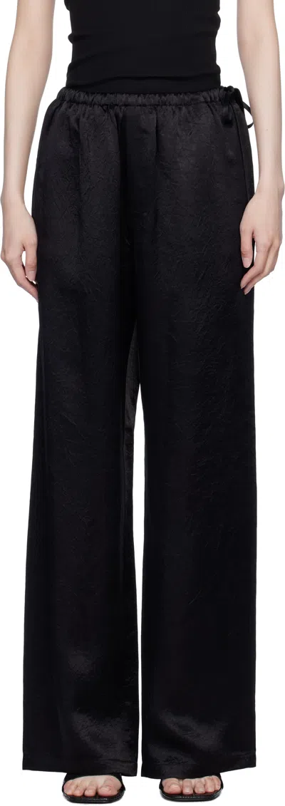 Filippa K Black Casual Crinkle Trousers In 1433 Black