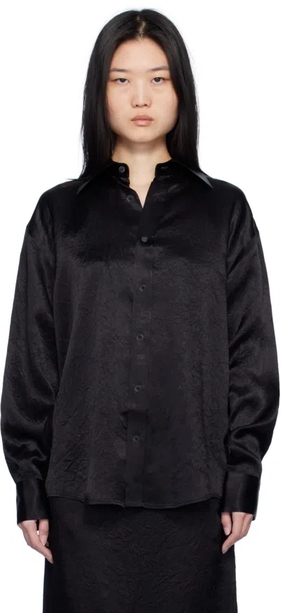 Filippa K Black Crinkle Shirt In 1433 Black