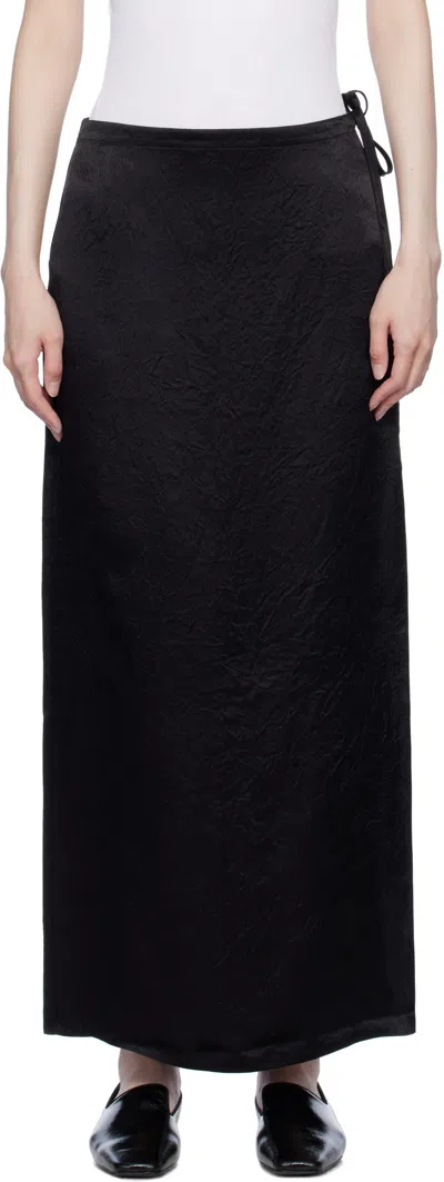Filippa K Black Crinkled Pencil Maxi Skirt
