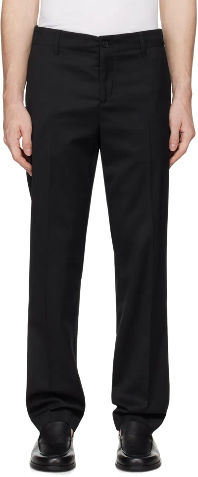 Filippa K Black Elastic Waist Tailored Trousers