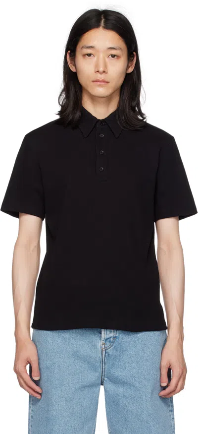 Filippa K Ribbed Knit Polo Shirt In Black