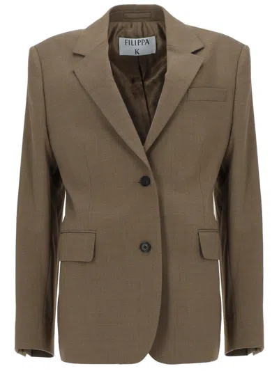 Filippa K Delilah Tailored Notched Lapel Blazer In Brown