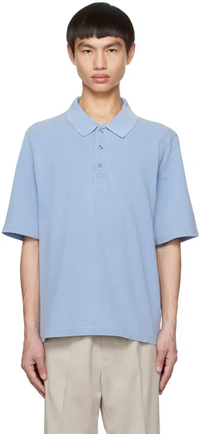 Filippa K Blue Boxy Polo In Coral Blue