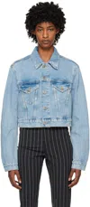 Filippa K Buttoned Cropped Denim Jacket In 9659 Allover Stone