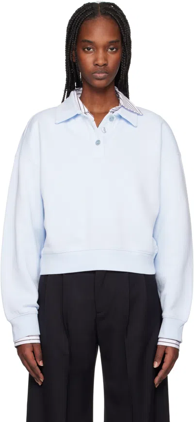 Filippa K Blue Sweatshirt Polo In 9929 Ice Blue