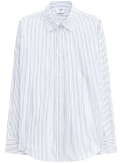Filippa K Striped Organic Cotton Shirt With Long Sleeves In White