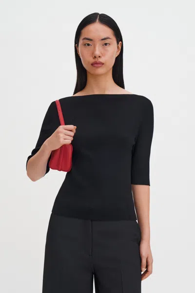 Filippa K Boatneck Rib Top In Black